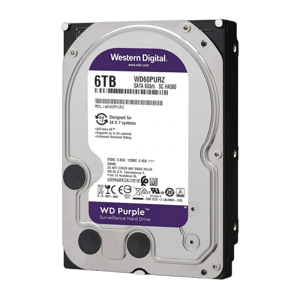Жесткий диск Western Digital WD Purple, 3.5", 6 ТБ <WD64PURZ>
