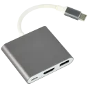 Видеоадаптер Cablexpert A-CM-HDMIF-02-SG, USB-C (M) x USB-C (F) - XHDMI (F) x USB A (F), 0,1м, Серебристый