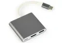 Видеоадаптер Cablexpert A-CM-HDMIF-02-SG, USB-C (M) x USB-C (F) - XHDMI (F) x USB A (F), 0,1м, Серебристый