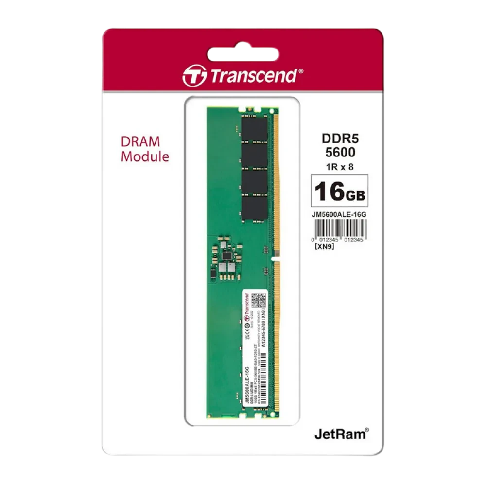 Оперативная память Transcend JetRam, DDR5 SDRAM, 5600 МГц, 16Гб, JM5600ALE-16G