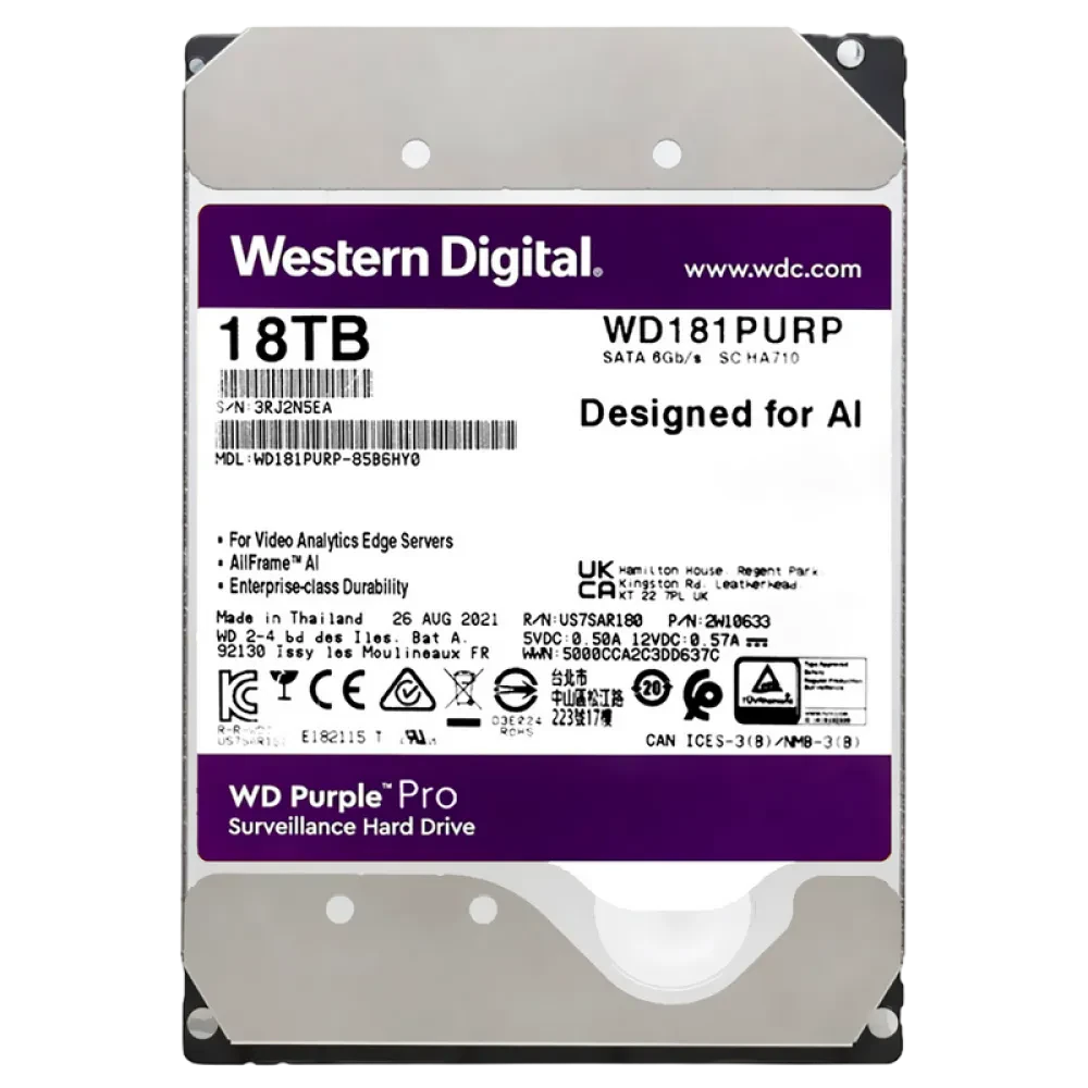 Жесткий диск Western Digital WD Purple, 3.5", 18 ТБ <WD181PURP>