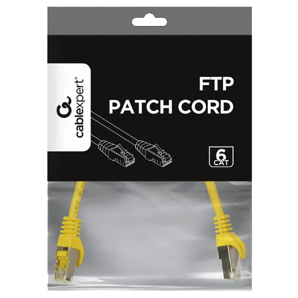 Патч-корд Cablexpert PP6-0.25M/Y, Cat6 FTP , 0,25м, Жёлтый