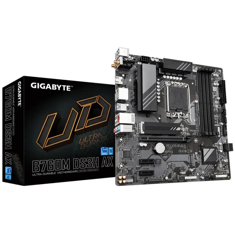 Материнская плата Gigabyte B760M DS3H AX, LGA1700, Intel B760, Micro-ATX