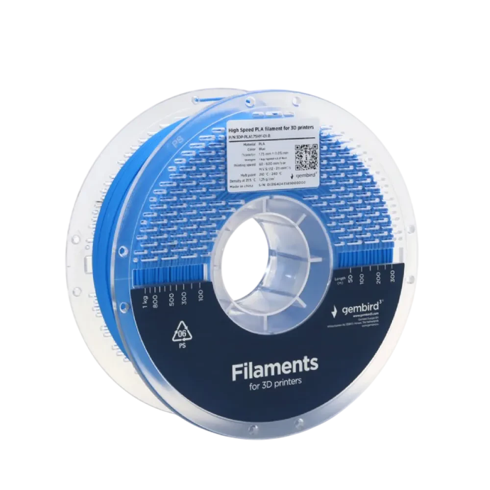 Filament pentru imprimantă 3D Gembird 3DP-PLA1.75HY-01-B, PLA, Albastru, 1.75 mm, 1kg