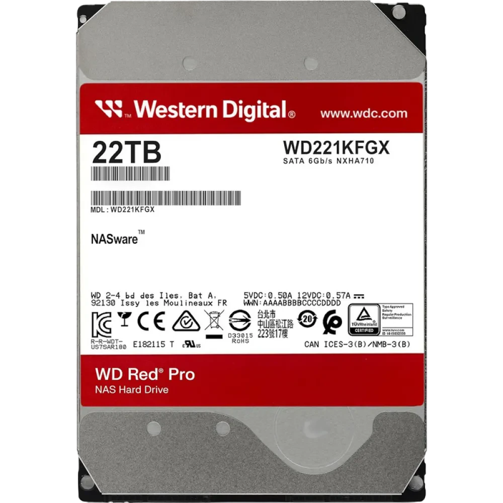 Жесткий диск Western Digital WD Red Pro, 3.5", 22 TB <WD221KFGX>