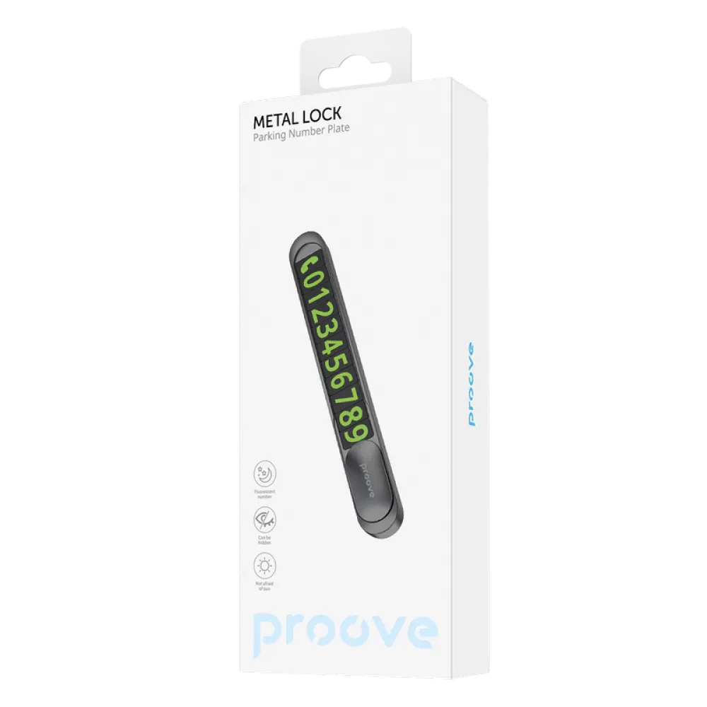 Cartela de parcare Proove Metal Lock, Gri inchis