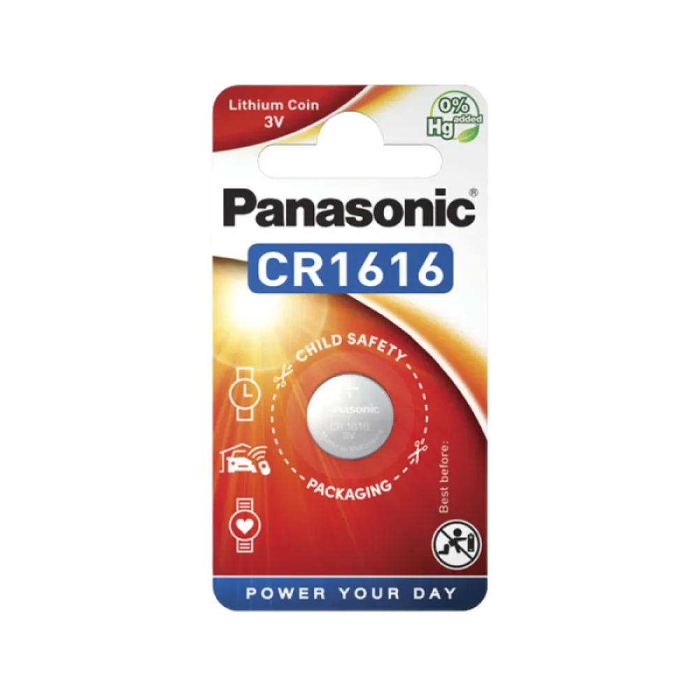 Дисковые батарейки Panasonic CR-1616EL, CR1616, 1шт.