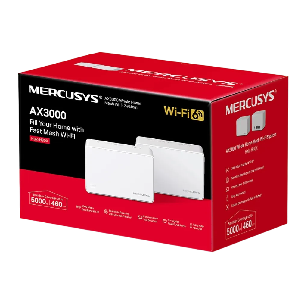 Sistem Wi-Fi Mesh MERCUSYS Halo H80X (2-pack), Alb