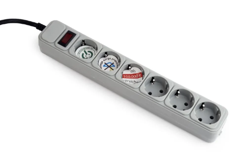 Сетевой фильтр Gembird GMB SPG6-B-6C, 6 Розеток, 1,8 м, Серый