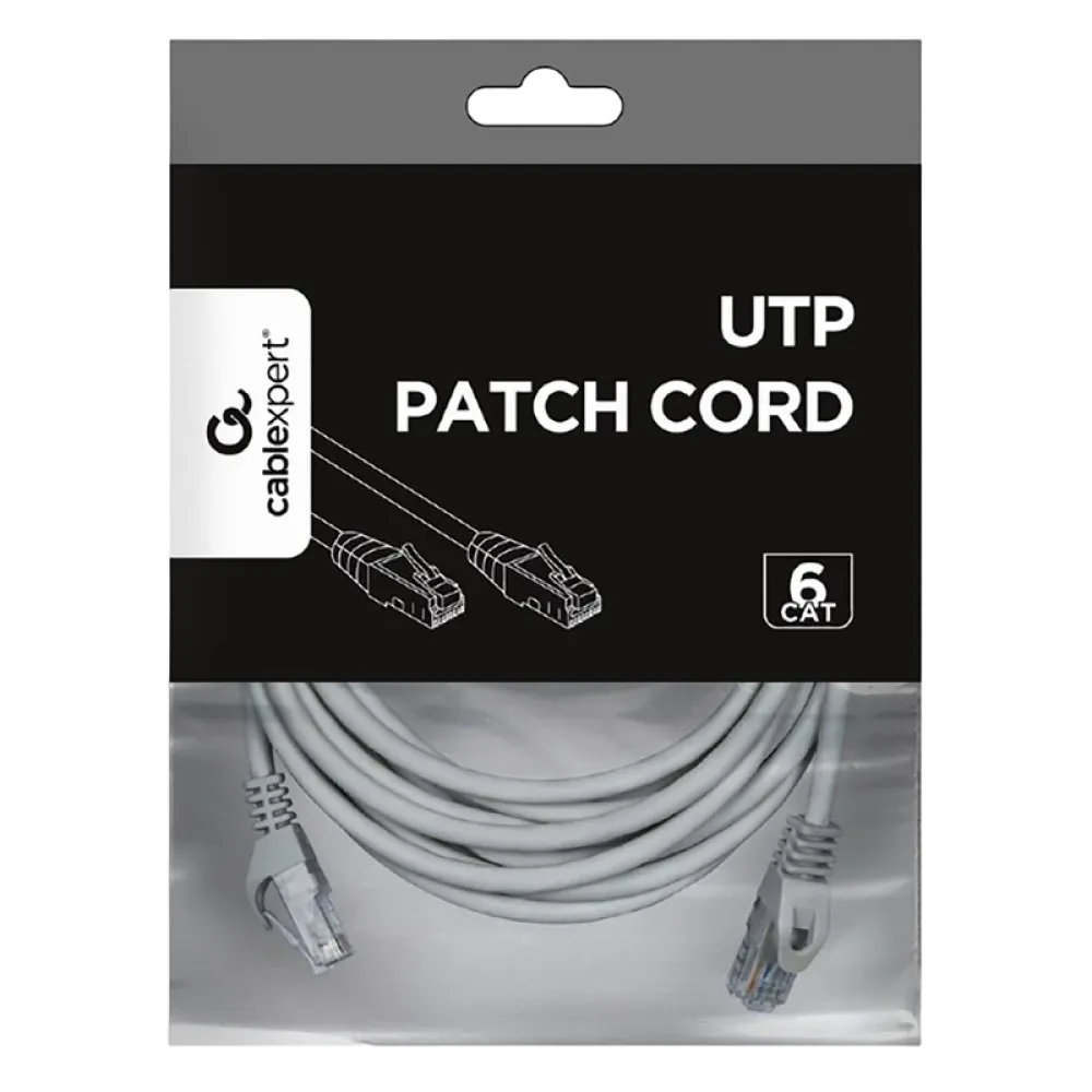 Патч-корд Cablexpert PP6U-5M, Cat6 UTP, 5м, Серый