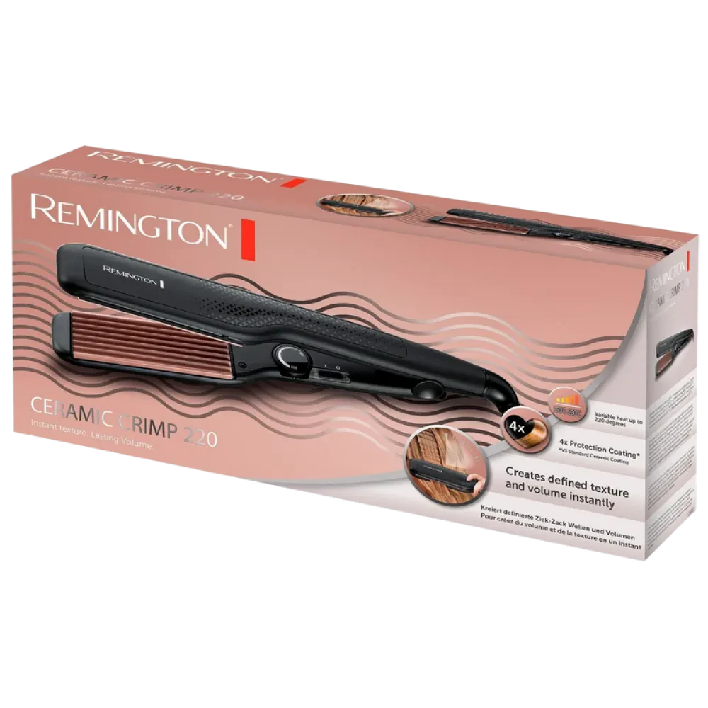 Placă de îndreptat părul Remington Ceramic Crimp S3580, Negru