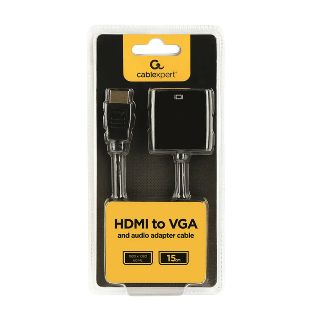 Видео/Audio конвертер Cablexpert A-HDMI-VGA-03, HDMI (M) - VGA D-Sub, 0,15м, Чёрный