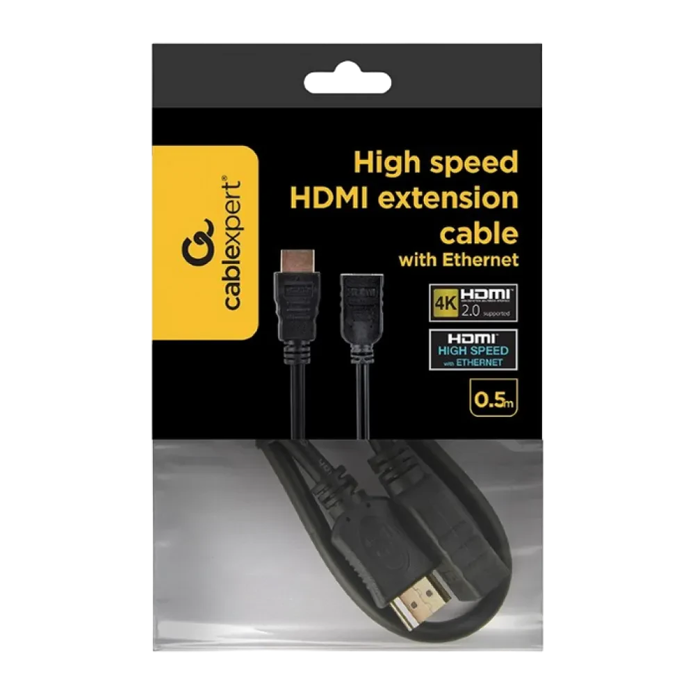 Cablu Video Cablexpert CC-HDMI4X-0.5M, HDMI (M) - HDMI (F), 0,5m, Negru