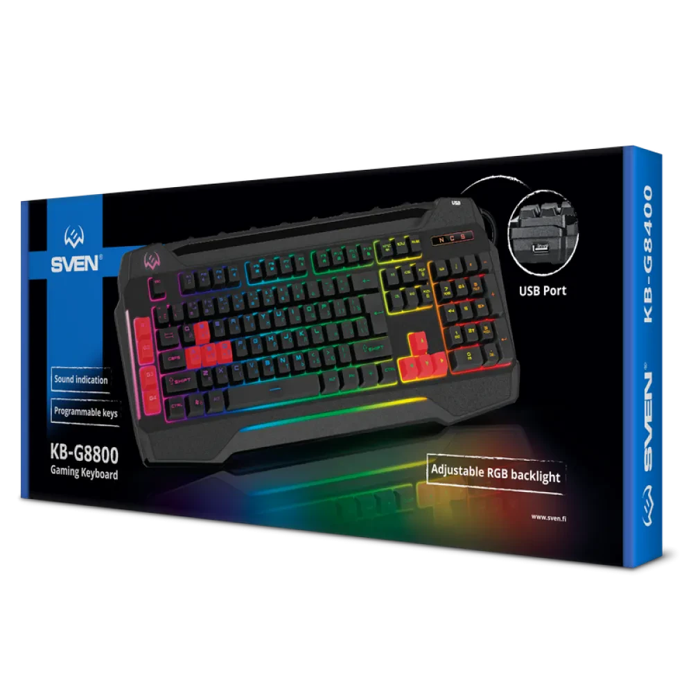 Клавиатура SVEN KB-G8800, Проводное, Чёрный