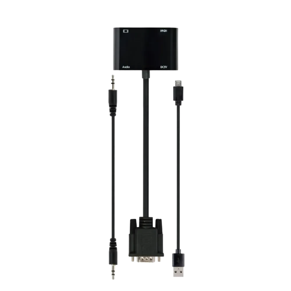 Переходник Cablexpert A-VGA-HDMI-02, VGA D-Sub (M) - HDMI (F) + VGA, 0.15 м, Чёрный