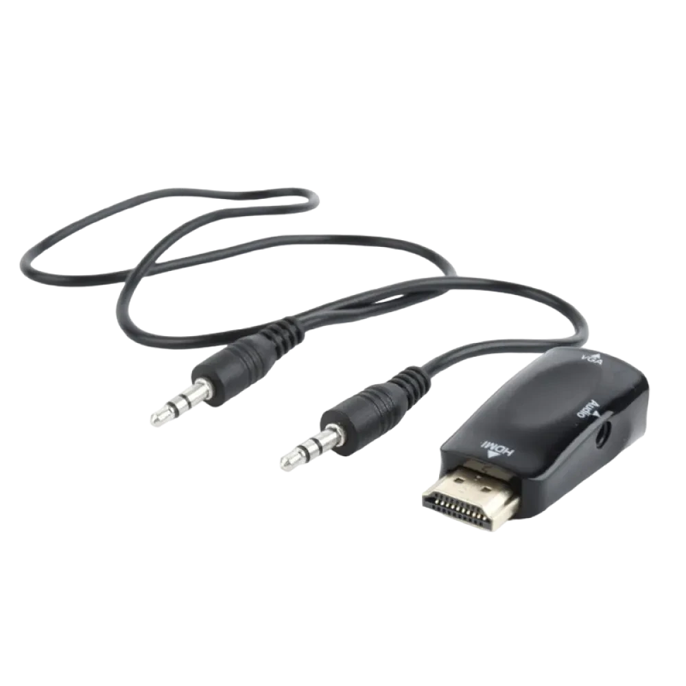 Переходник Cablexpert A-VGA-HDMI-02, VGA D-Sub (M) - HDMI (F) + VGA, 0.15 м, Чёрный