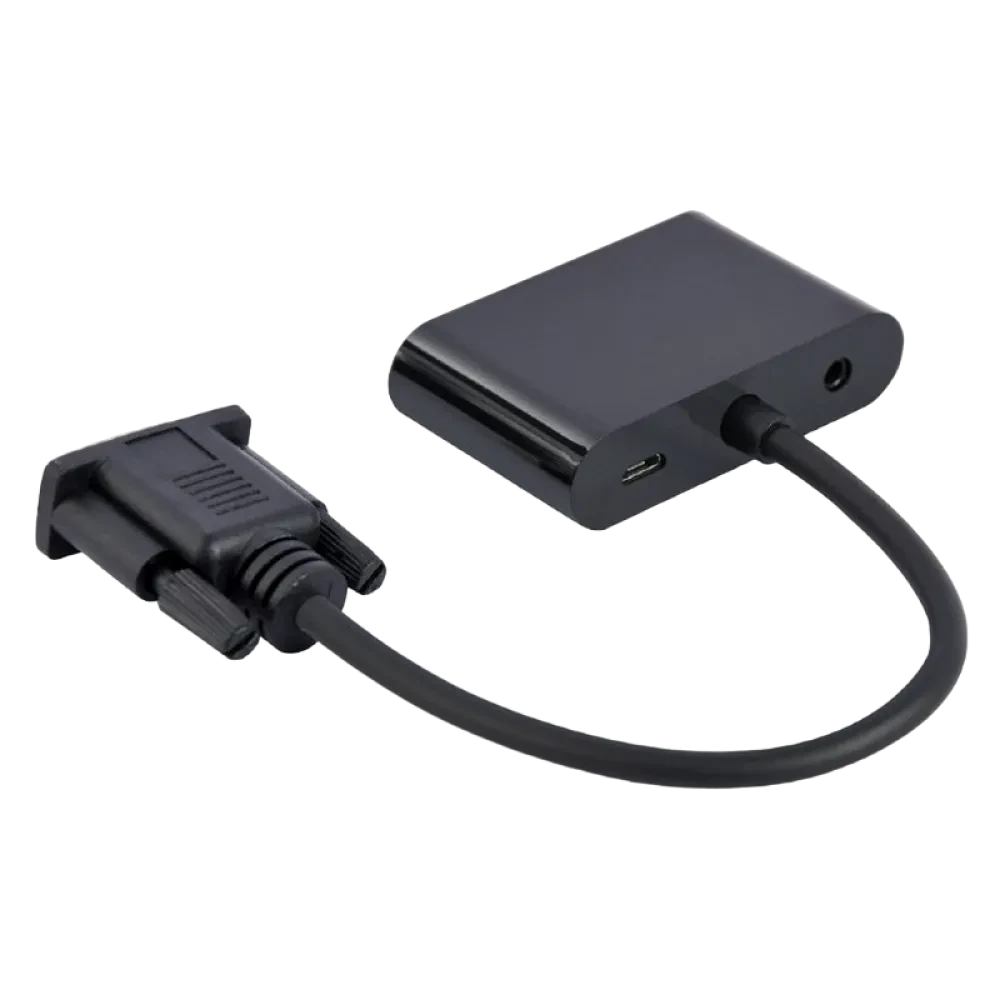 Переходник Cablexpert A-VGA-HDMI-02, VGA D-Sub (M) - HDMI (F) + VGA, 0.15 м, Чёрный