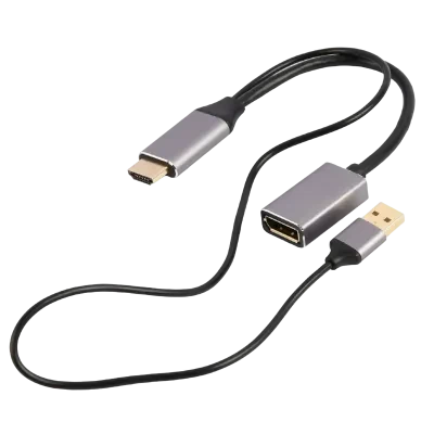 Переходник Cablexpert A-HDMIM-DPF-02, HDMI (M) - DisplayPort (M), 0.1 м, Чёрный