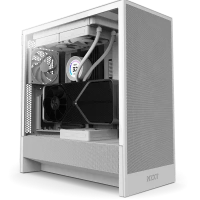 Carcasă PC NZXT H5 Flow, Midi-Tower, Fără PSU, Alb