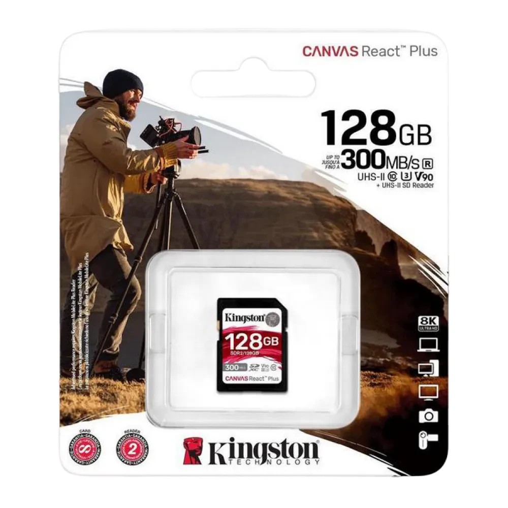 Карта памяти Kingston Canvas React Plus, 128Гб (SDR2/128GB)