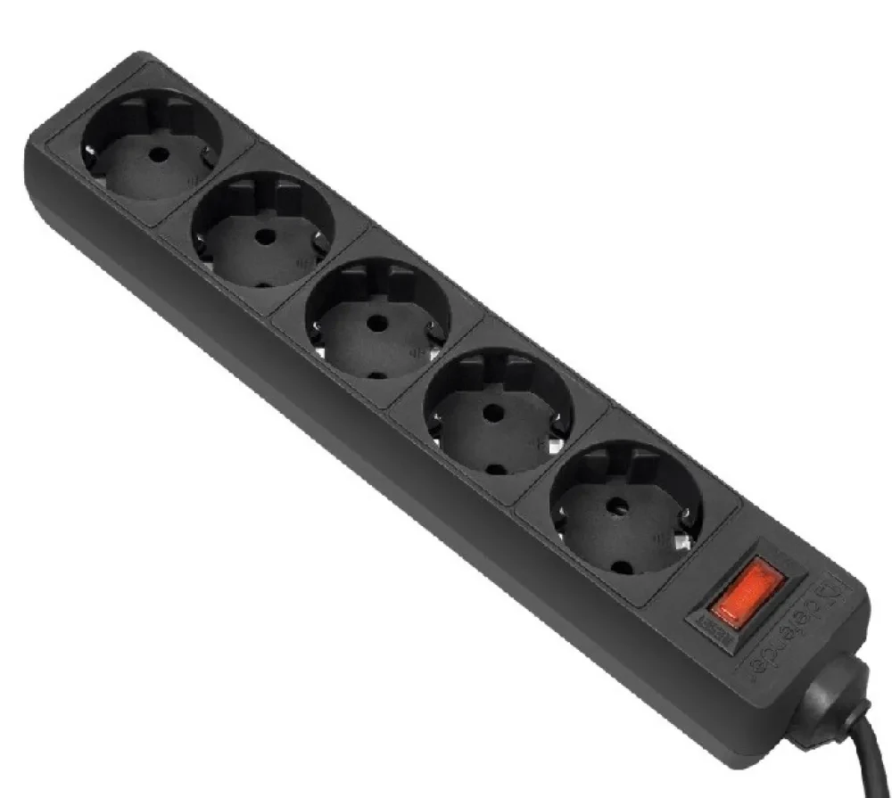Сетевой фильтр Ultra Power UP3-B-6PPB, 5 Розеток, 1,8м, Чёрный