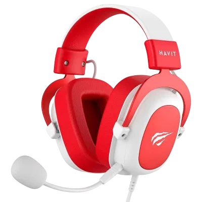 Căști gaming Havit H2002d, Cu fir, Alb Roșu