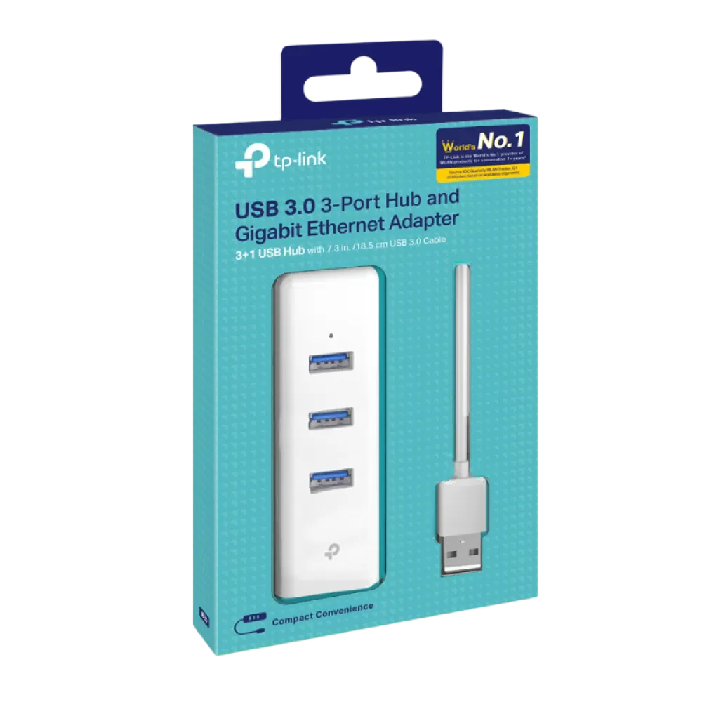 Adaptor USB 3.0 UE330 2 în 1- Adaptor Gigabit Ethernet & 3-Port Hub UE330 TP-LINK