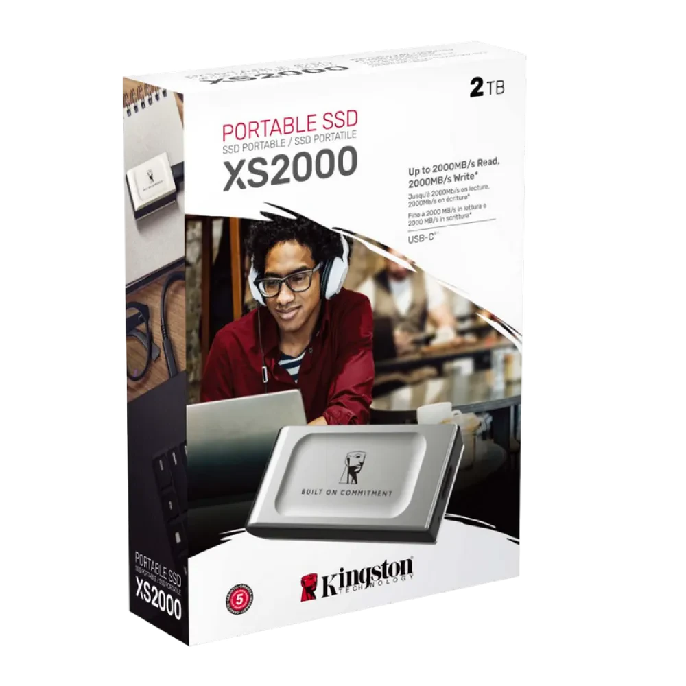 SSD portabil extern Kingston XS2000 BoC, 2 TB, Argintiu (SXS2000/2000GA)