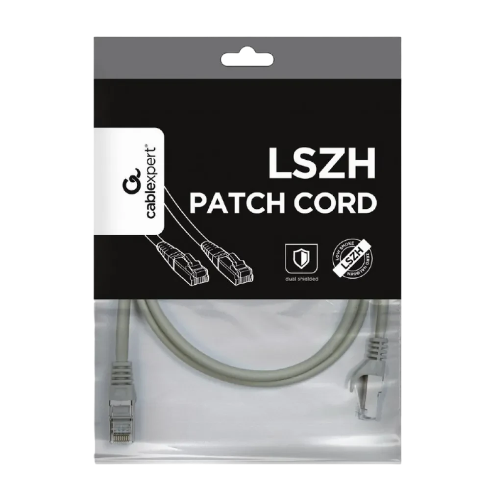 Patch cord Cablexpert PP6A-LSZHCU-1M, Cat6A SSTP, 1m, Gri