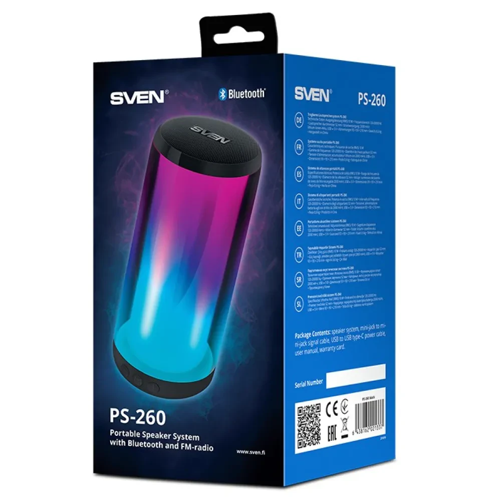 Портативная колонка SVEN PS-260, Чёрный