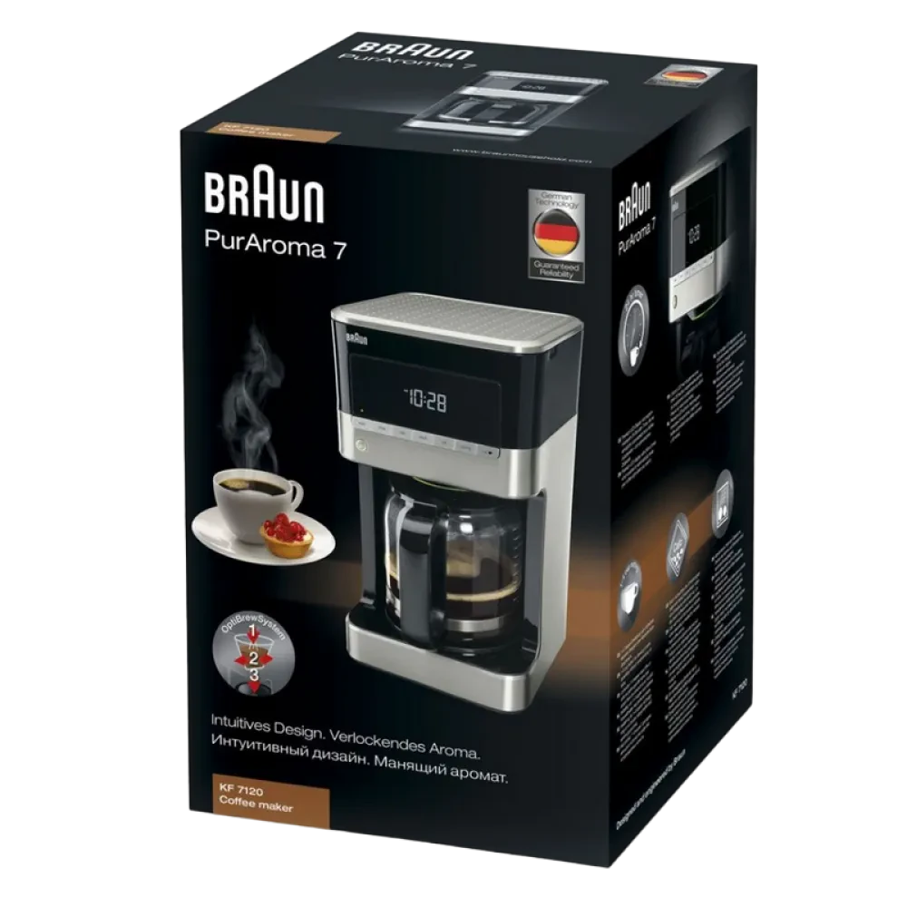 Cafetiera cu picurare Braun KF 7120 BK, 1000W, Negru | Oţel inoxidabil