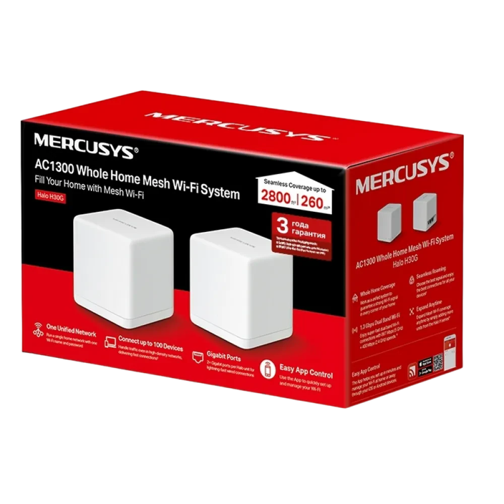 Sistem Wi-Fi Mesh MERCUSYS Halo H30G (2-pack), Alb