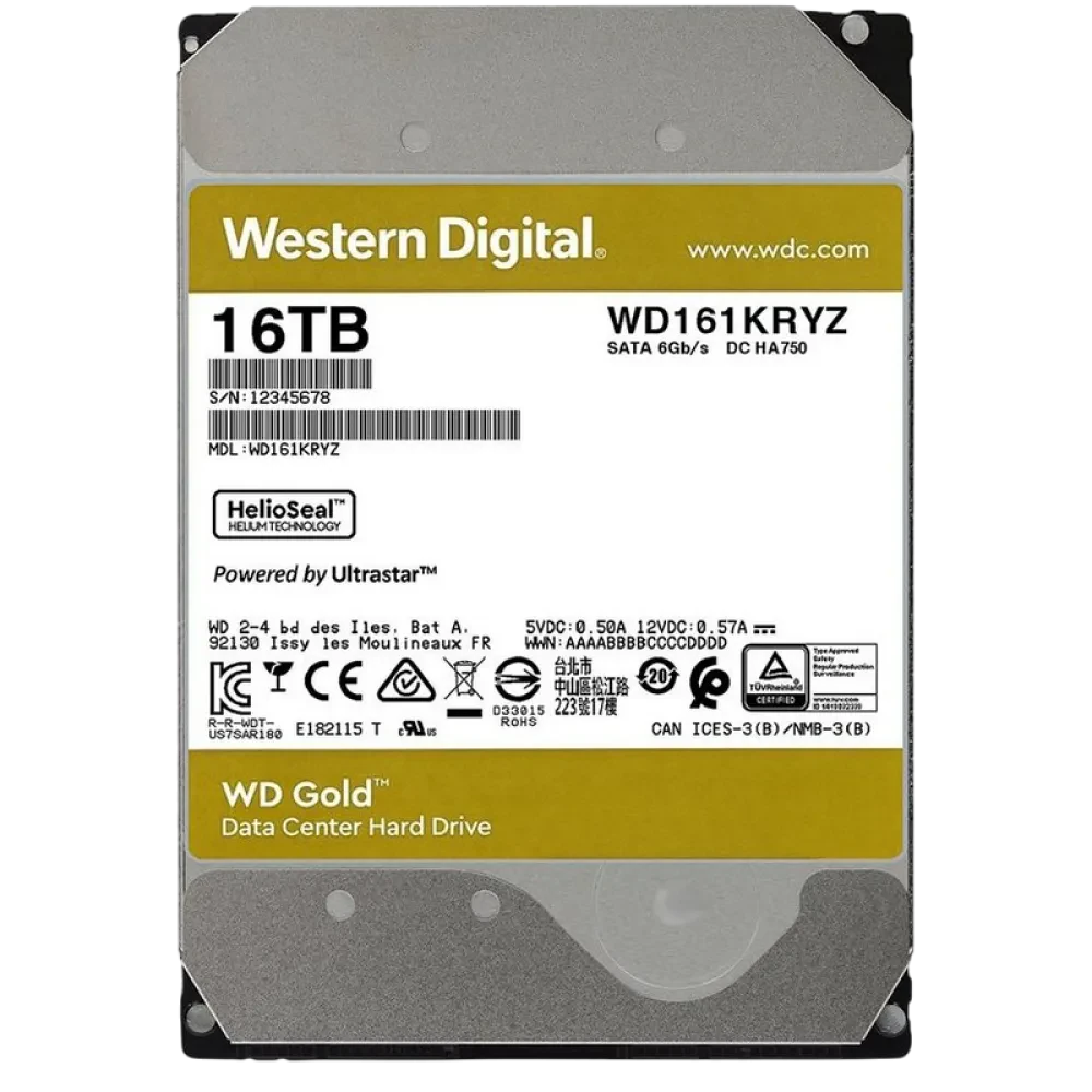 Жесткий диск Western Digital WD Gold, 3.5", 16 ТБ <WD161KRYZ>