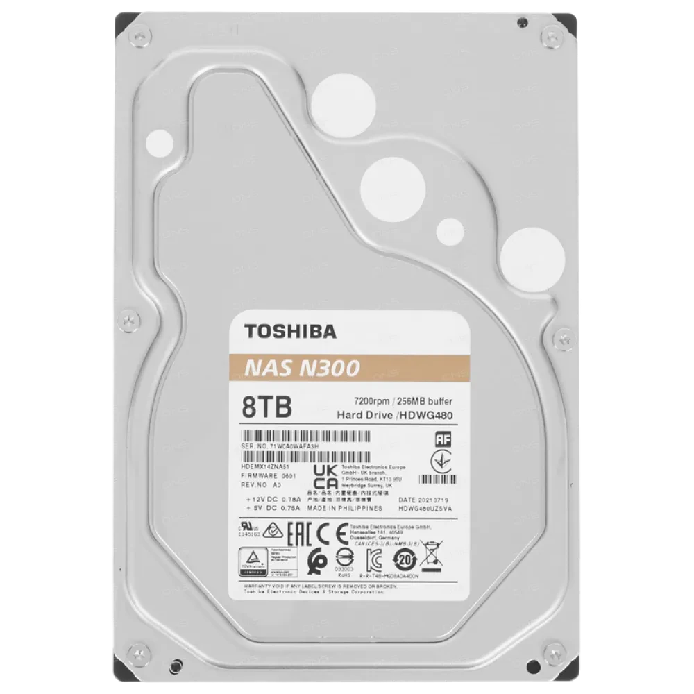 Жесткий диск Toshiba N300, 3.5", 8 TБ <HDWG480UZSVA>