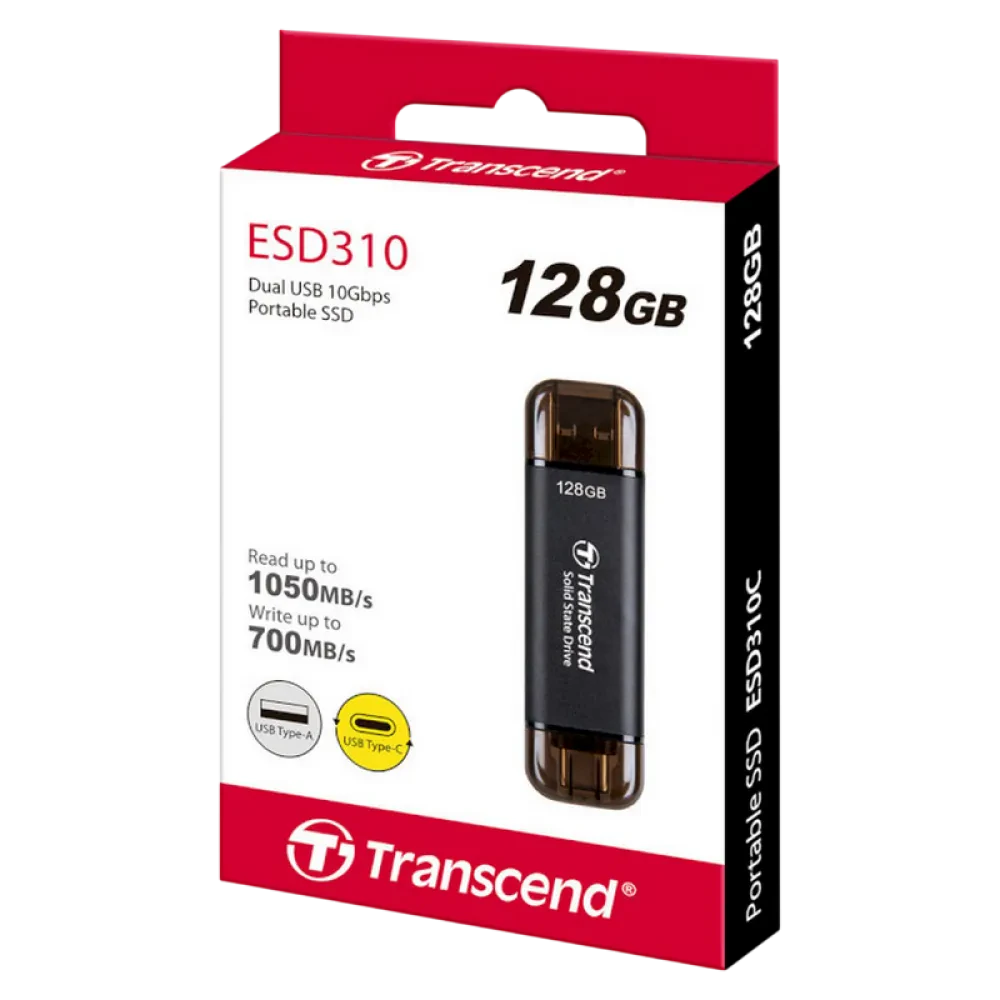 SSD portabil extern Transcend ESD310C, 128 GB, Negru (TS128GESD310C)