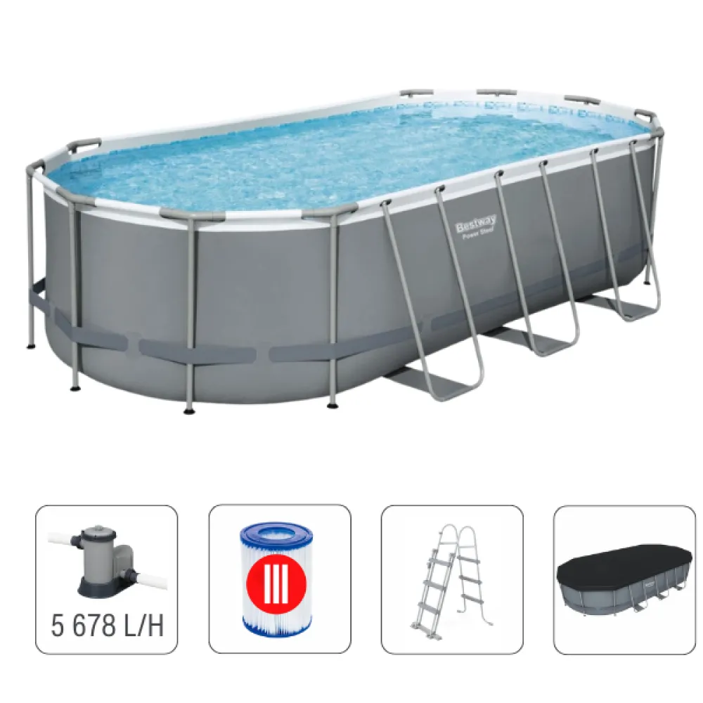 Bestway Бассейн Power Steel Oval 549x274x122cm, 13430Л, метал каркас