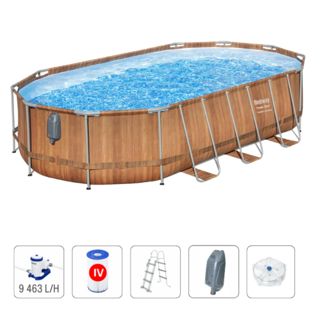 Bestway Бассейн Power Steel Oval 610х366х122 см, 20241Л, метал каркас