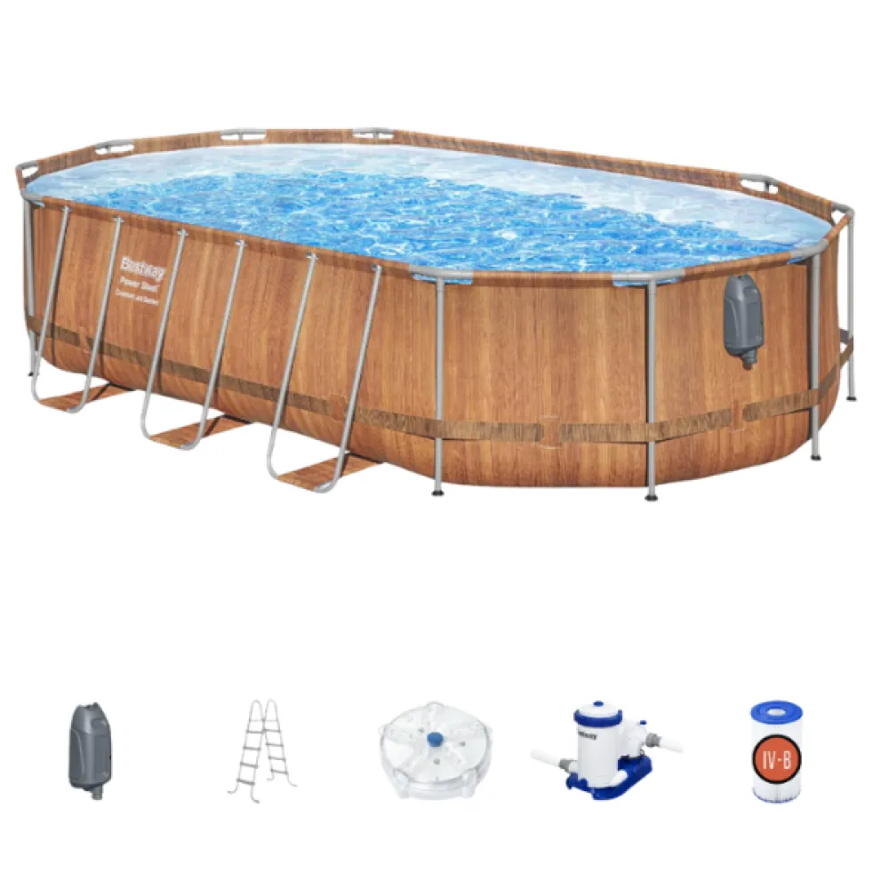 Bestway Бассейн Power Steel Oval 610х366х122 см, 20241Л, метал каркас