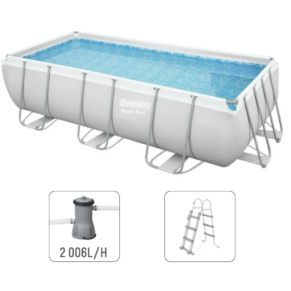 Bestway Piscină Power Steel 404x201x100cm, 6478L, carcas metal
