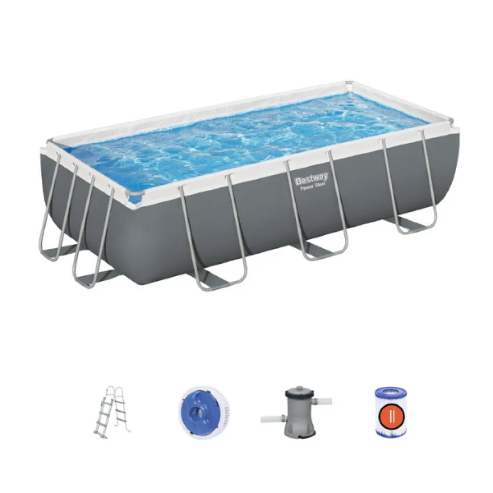 Bestway Piscină Power Steel 404x201x100cm, 6478L, carcas metal