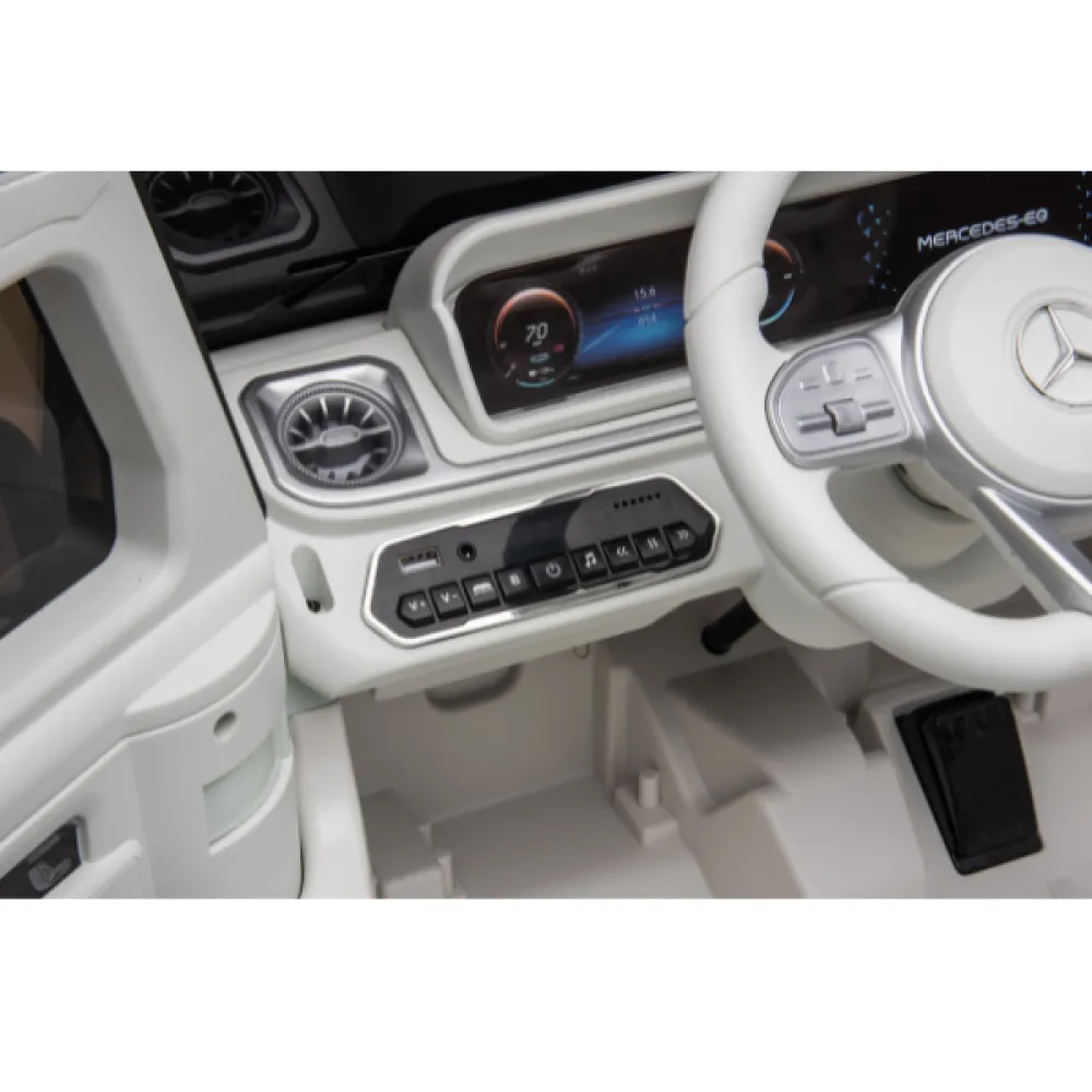 Машина MERCEDES-BENZ EQG, Аккумулятор 12V9AH, 2 мотора 90W, EVA колеса, кожаные сидения