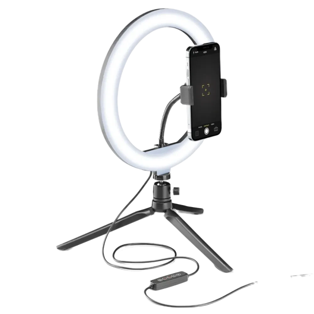 Lampă circulară Cellularline Selfie Ring Multicolor - Universale, Negru