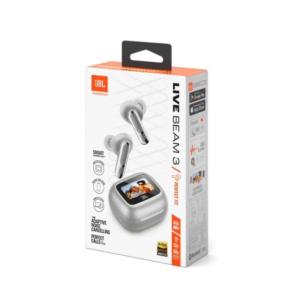 Căști JBL LIVE Beam 3, Argintiu
