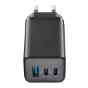 Зарядное устройство Cellularline Wall Charger GAN, 3 Ports, 65Вт, Чёрный