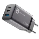 Зарядное устройство Cellularline Wall Charger GAN, 3 Ports, 65Вт, Чёрный