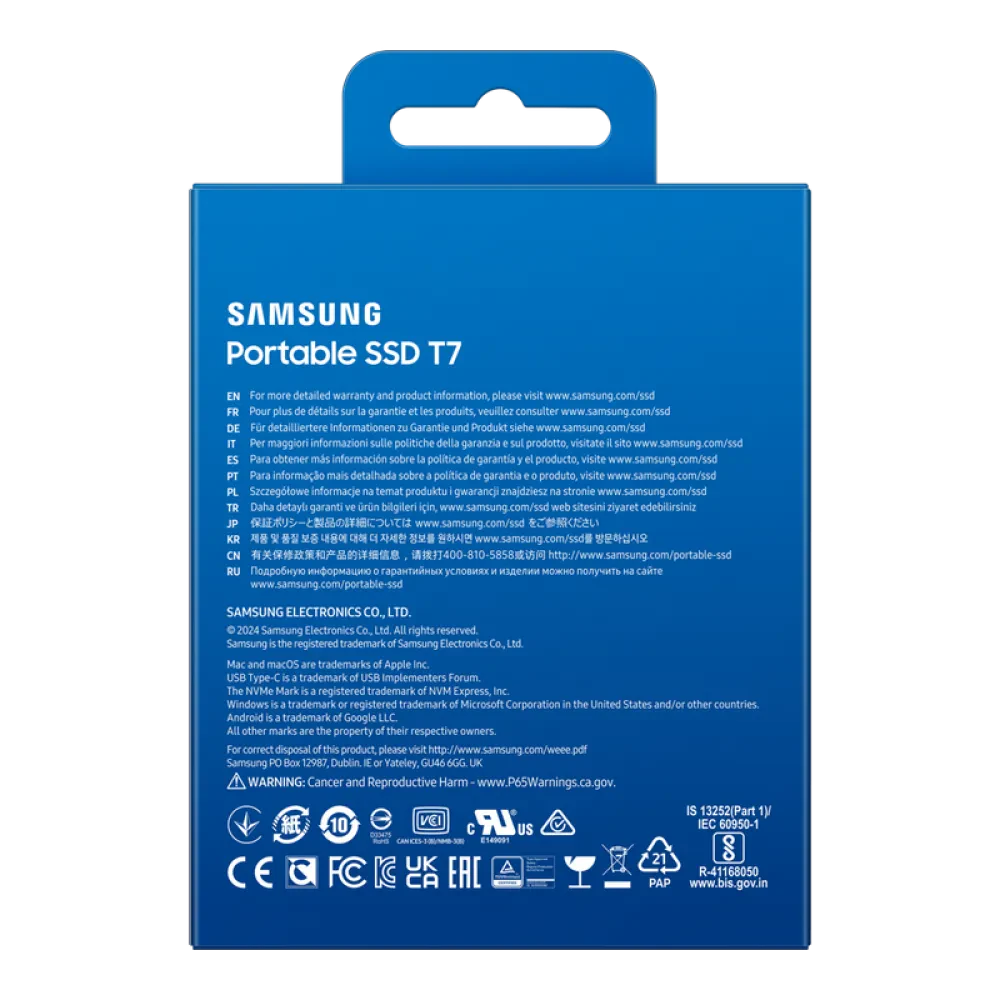 SSD portabil extern Samsung T7, 4 TB, Titan Gray (MU-PC4T0T/WW)