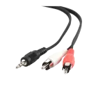 Audio Adaptor Cablexpert CCA-458/0.2, 3.5mm 3-pin (M) - 2x RCA (M), 0,2m, Negru