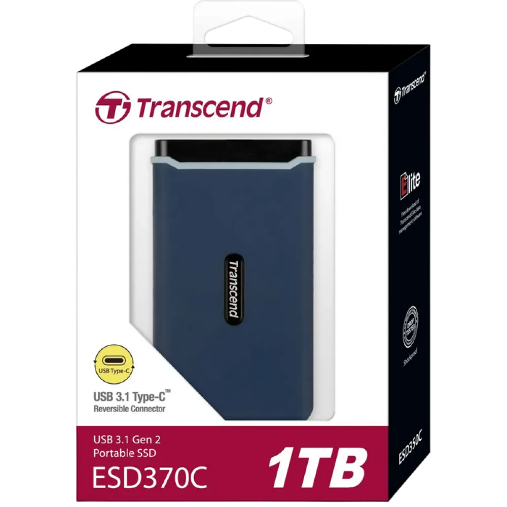 Внешний портативный SSD накопитель Transcend ESD370C, 1 ТБ, Морской Синий (TS1TESD370C)