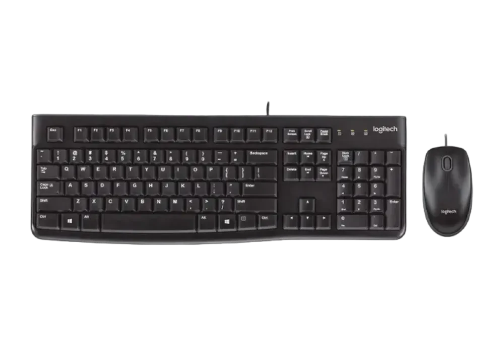 Клавиатура и мышь Logitech MK120, Проводное, Чёрный