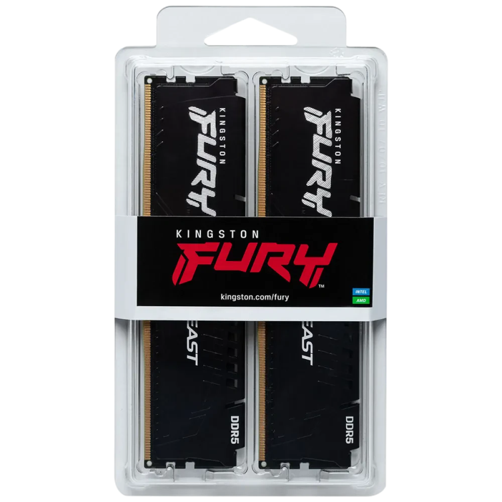 Оперативная память Kingston FURY Beast, DDR5 SDRAM, 5200 МГц, 64Гб, KF552C36BBEK2-64